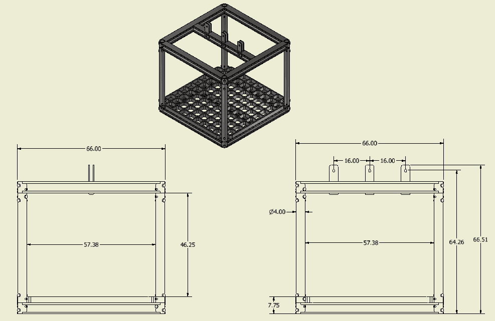 Alloy Fixture 66” x 66” x 2.75” Base Tray with hanging frame