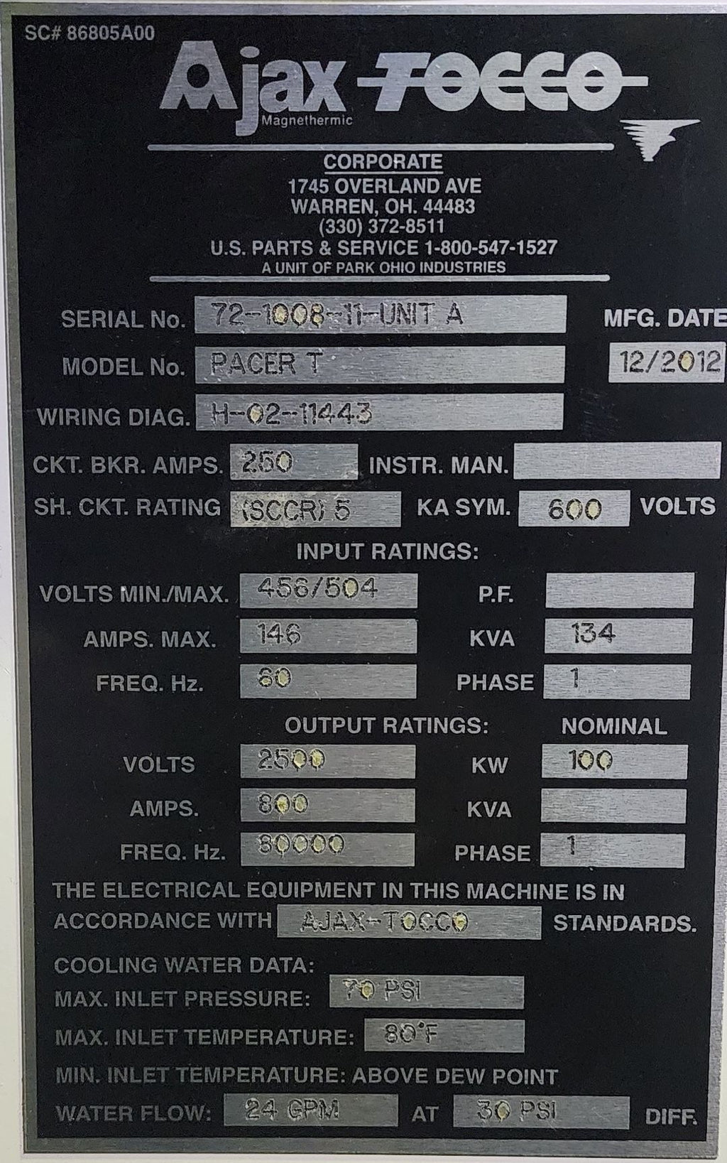 100 KW / 80,000 Hz Submersible Induction Scanners (2)