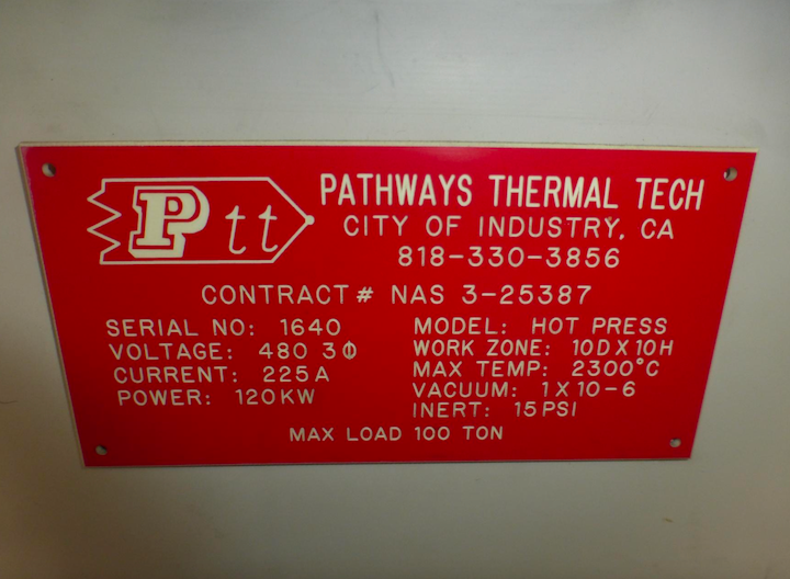 Vacuum Hot Press, 100 Ton, 10" Dia. x 10" High