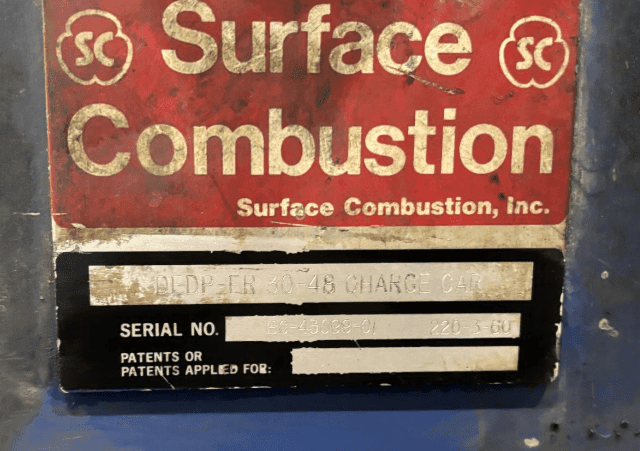 Surface Combustion Charge Car 30″ X 48″ X 30″. Model; Extended Reach, DEDP, Serial Number BC-43099-01