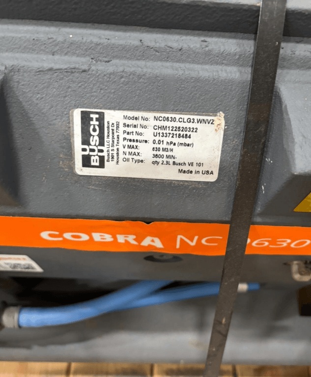 Busch “Cobra” Dry Screw Vacuum Pumps (2 available)