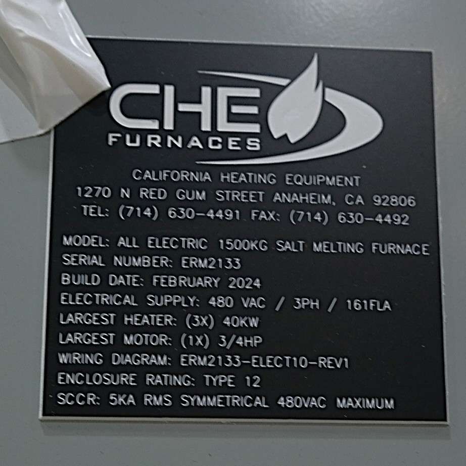 CHE Furnaces All Electric 1500KG Salt Melting Furnace 2024