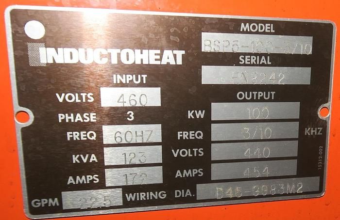 Inducto-Heat BSP5-100-3/10, 100 kW, 3/10 kHz